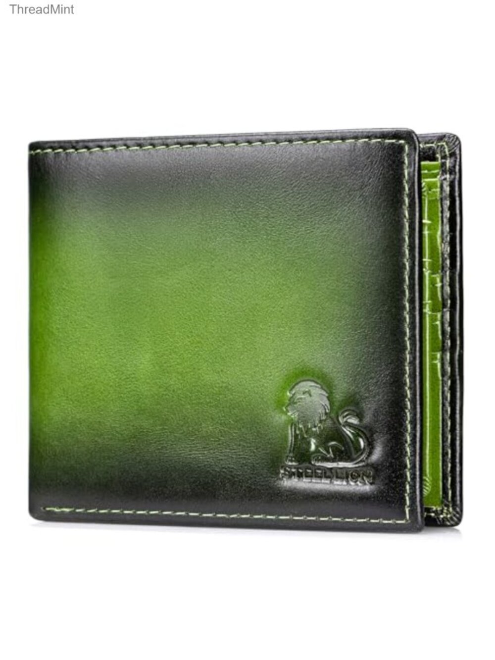 Cowhide Leather RFID Bifold Wallet 10 Card Slots Coin Pocket